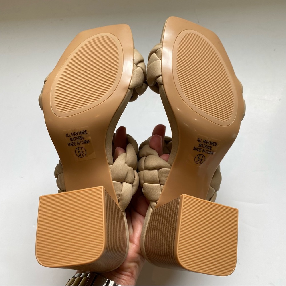 Soda buggy tan braided wood thick heel sandals - Picture 7 of 7